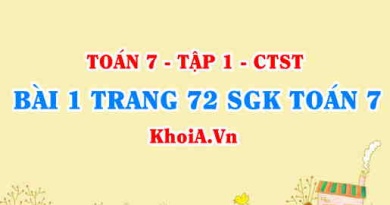 Bài 1 trang 72 SGK Toán 7 Chân trời sáng tạo tập 1
